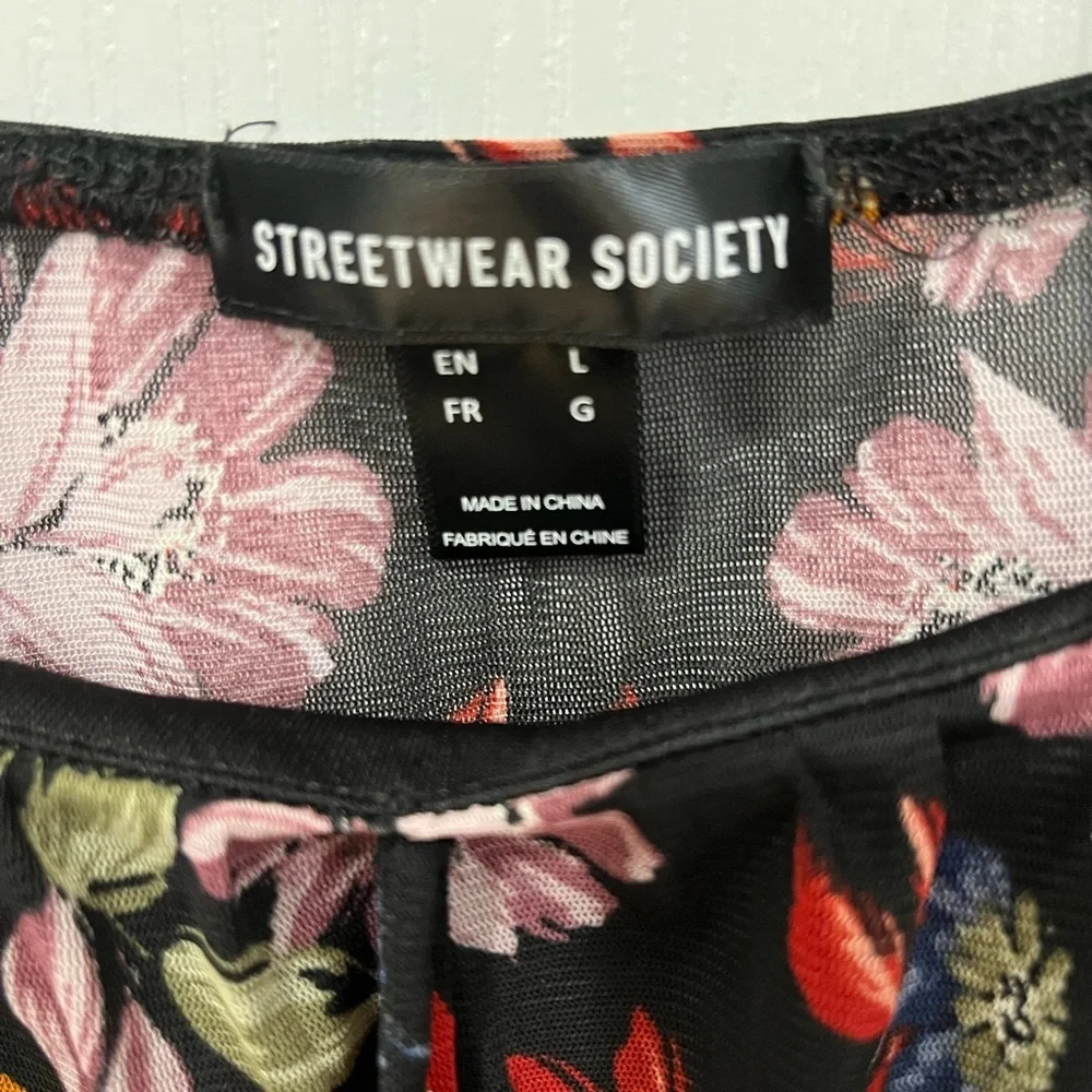 Streetwear society floral print sheer top size large - Picture 5 of 8